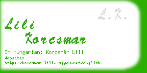 lili korcsmar business card