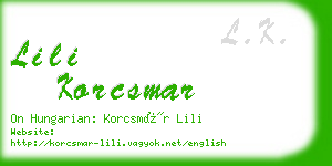 lili korcsmar business card